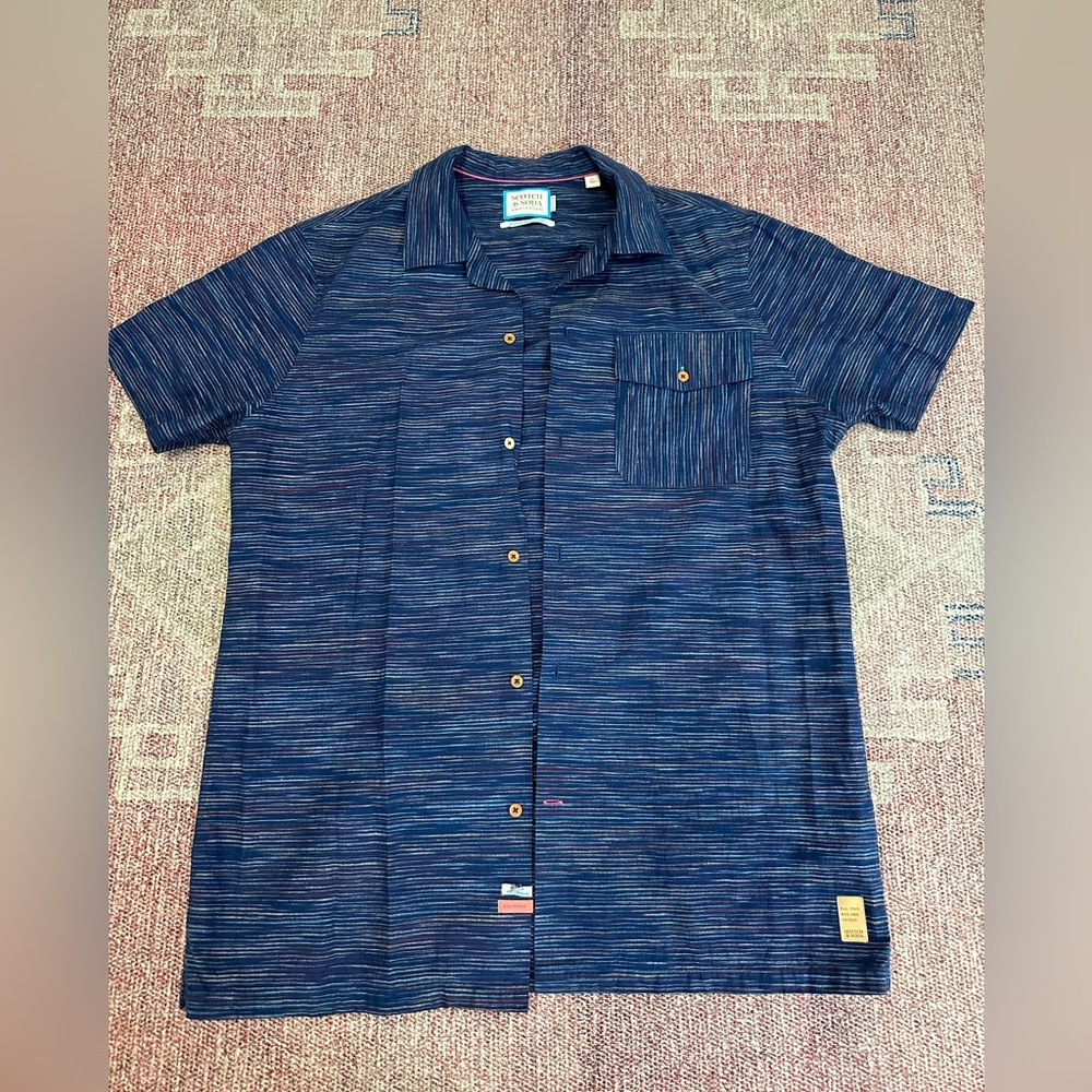 Scotch and Soda Amsterdam men’s XL regular linen cotton blend button down shirt